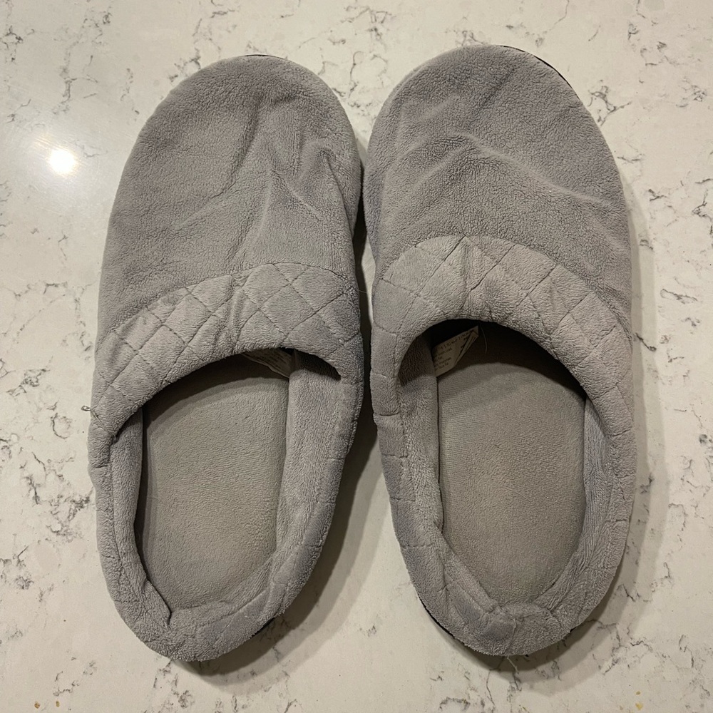 Cozy Gray Quilted Slippers By Dearfoam